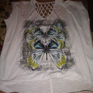White butterfly shirt